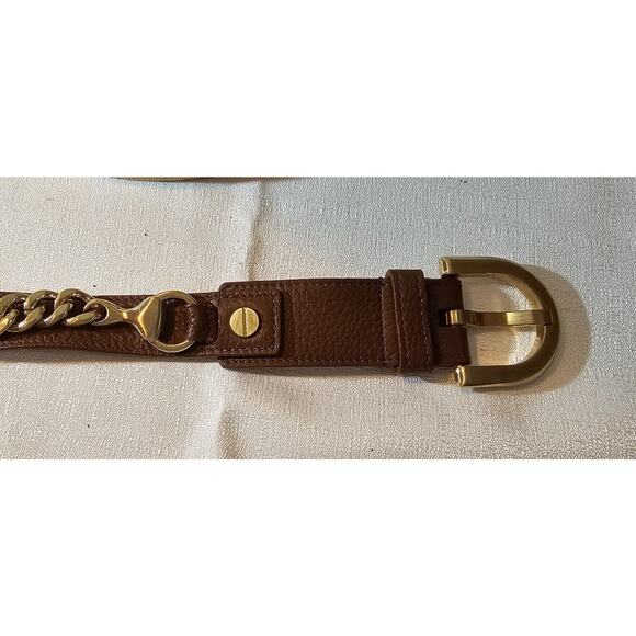 Vintage womens SZ M (36 inches) Talbot Leather Belt Western gold chain details - Picture 6 of 12